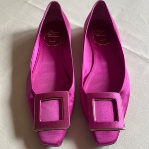 Rider Vivier hot pink satin flats 37
